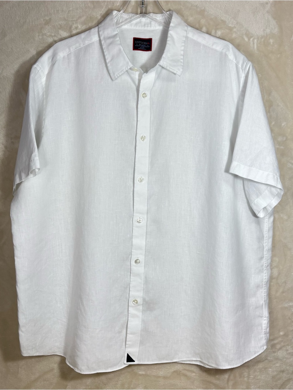 UNTUCKit Men's White Short-Sleeve 100% Linen Cameron Shirt Wrinkle Resistant XXL